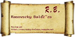 Rasovszky Balázs névjegykártya